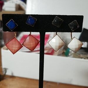 Snug Back Earrings Diamond Shape Square